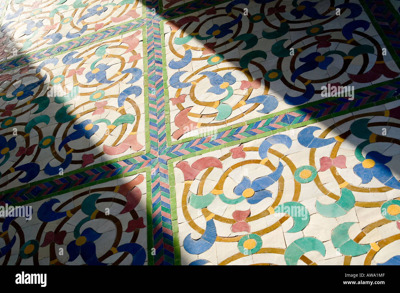 Beautiful mozaic floor of Abu Dhabi Theatre on the waterfront in Abu Dhabi, United Arab Emirates. Stock Photo