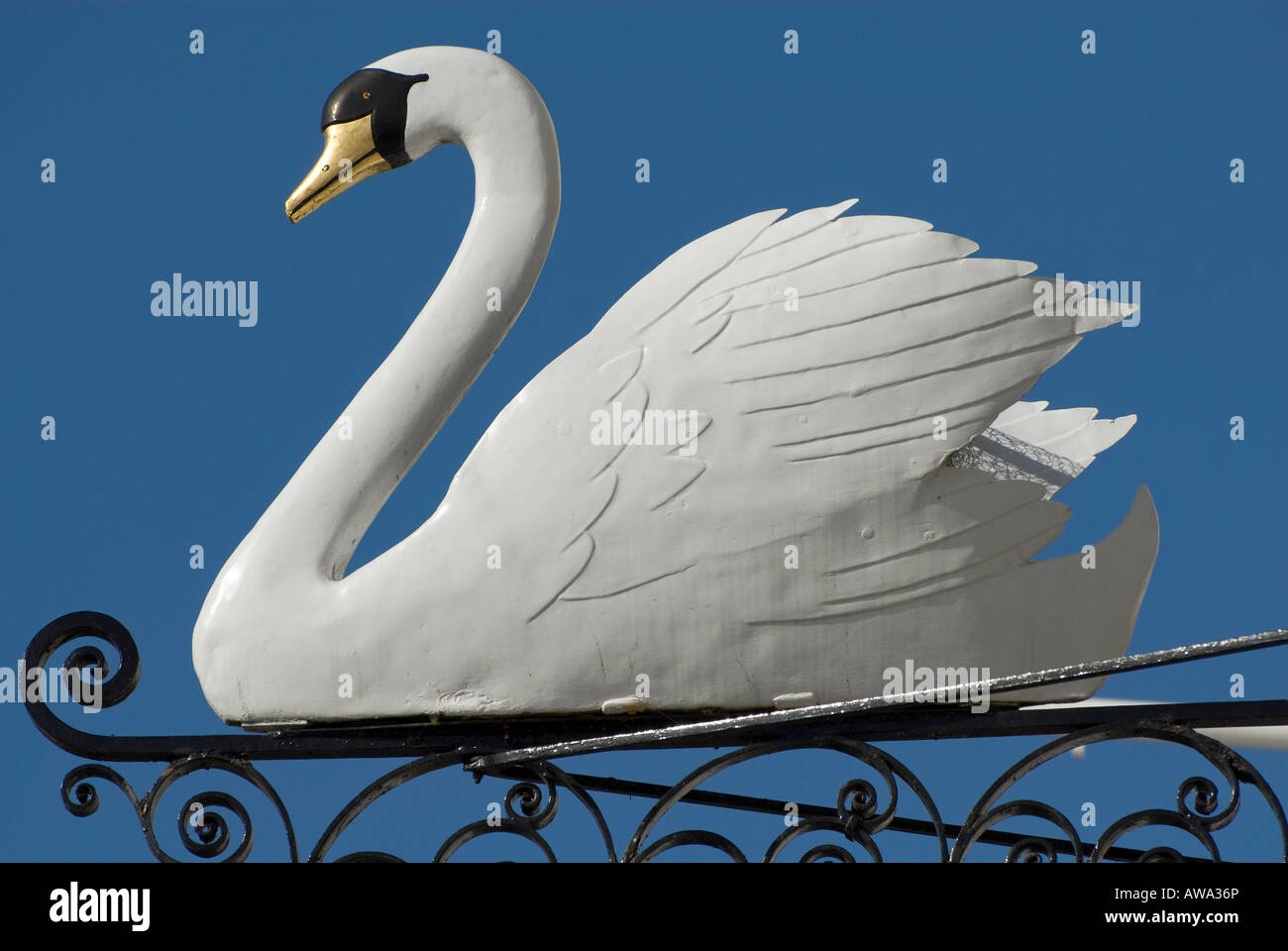 white swan sign, southwold, suffolk, england Stock Photo