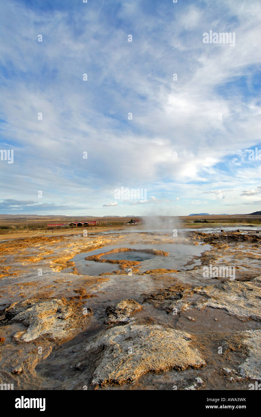 Strokkur geyser ready to spout hot water Iceland Stock Photo - Alamy