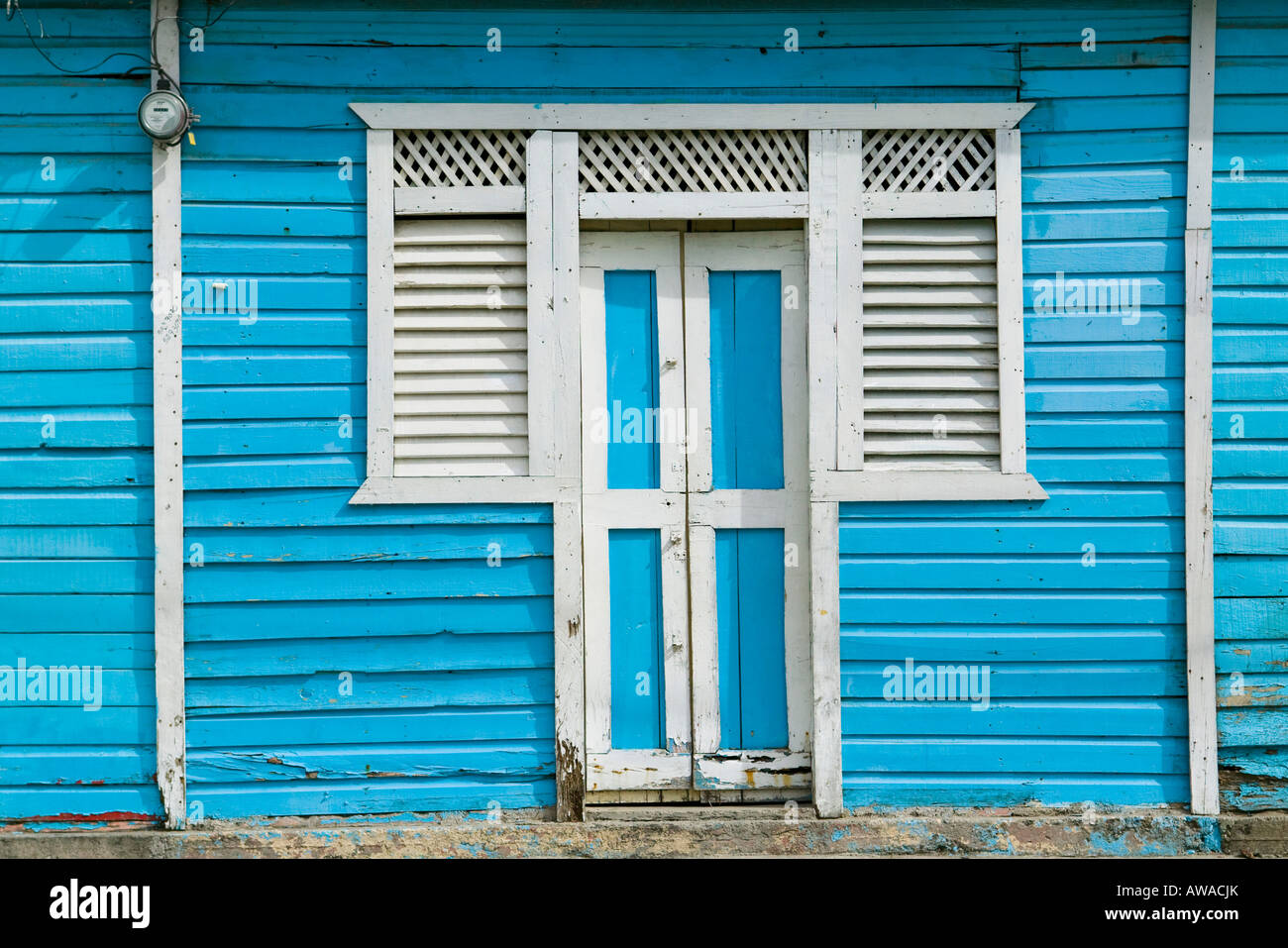Blue and white door Stock Photo