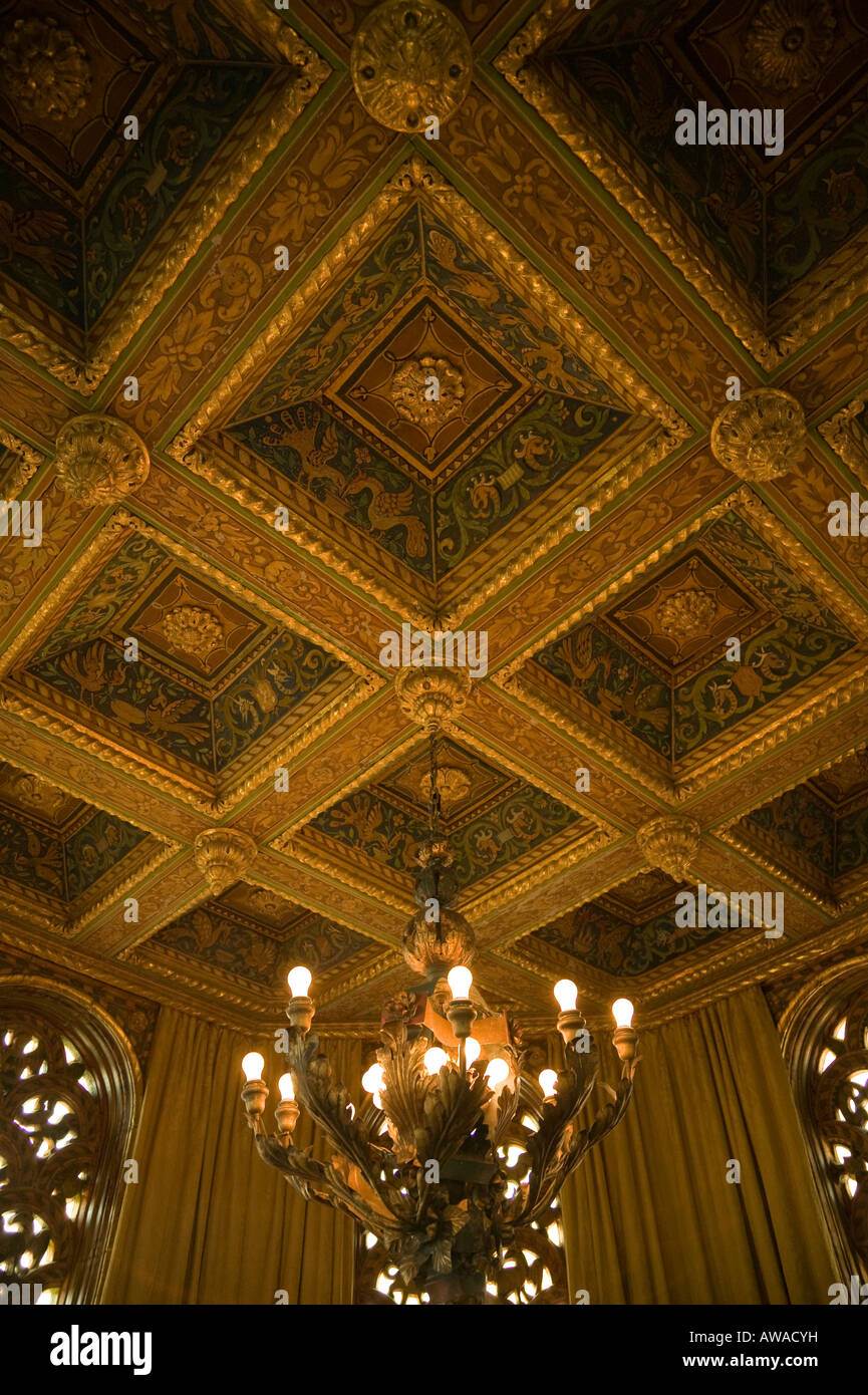 Ceiling detail Hurst Castle, San Simeon, California, USA Stock Photo