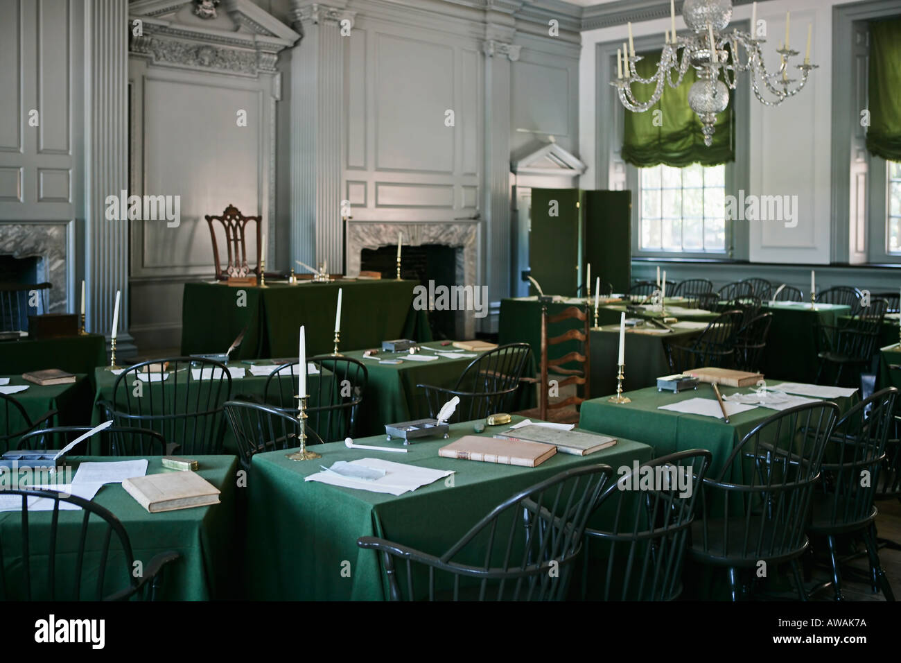 Assembly room in Independence Hall Philadelphia PA Stock Photo