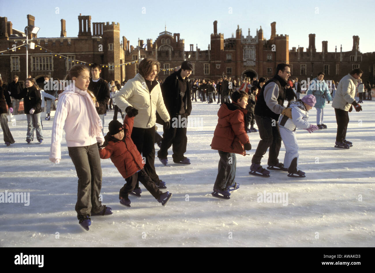 Ice Skaters At Hampton Court enjoying the Seasonal Ice Rink in December
