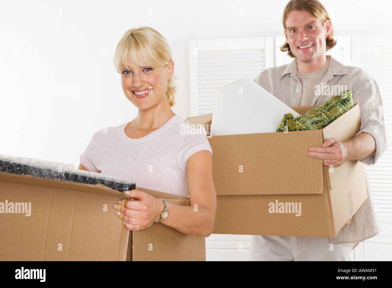 Couple on moving day Stock Photo