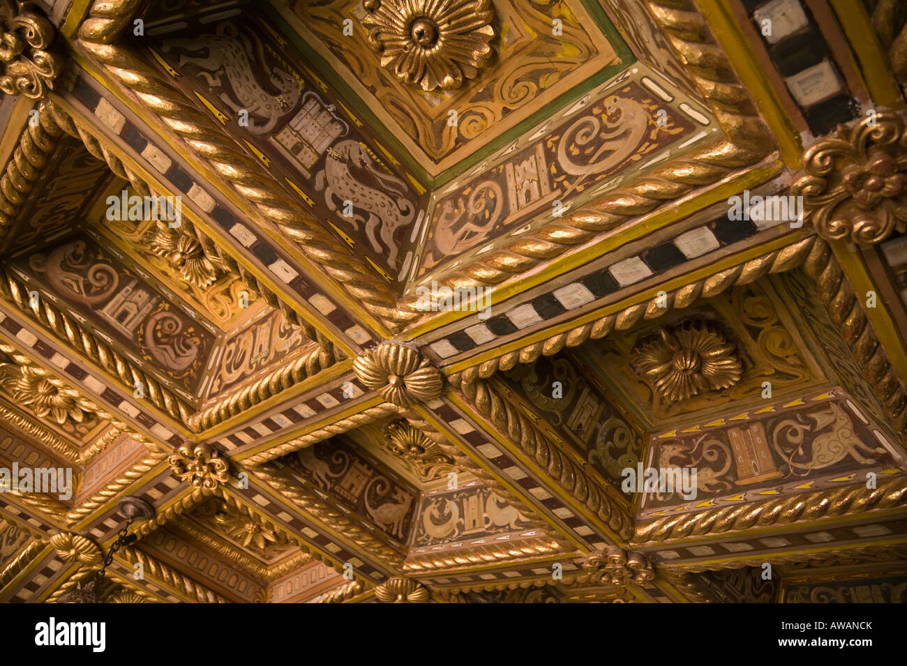 Ceiling detail Hurst Castle, San Simeon, California, USA Stock Photo ...
