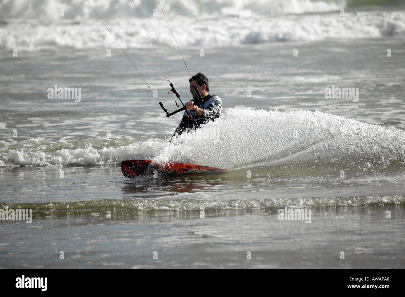 Kite Surfing Muriwai Beach Auckland New Zealand model release 416 Stock
