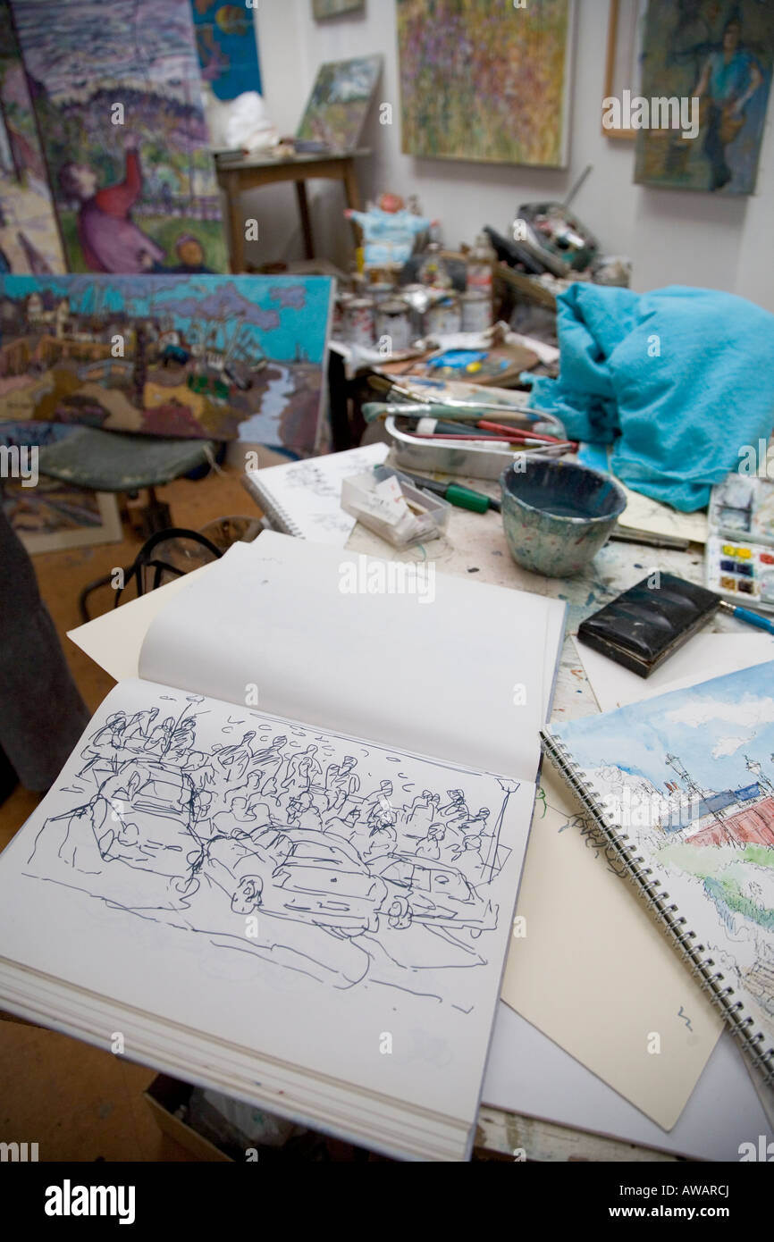 Artists at work at the Old Leigh Leigh on Sea, Essex, United