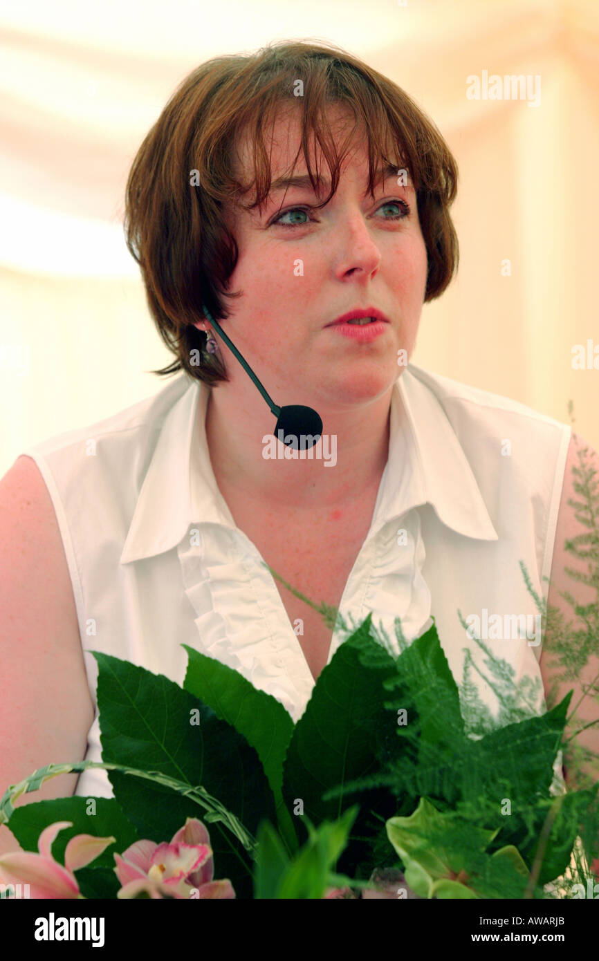 “Julie Pearson demonstrating floristry at the Royal Lancashire Show at Ribchester England in 2006” Stock Photo