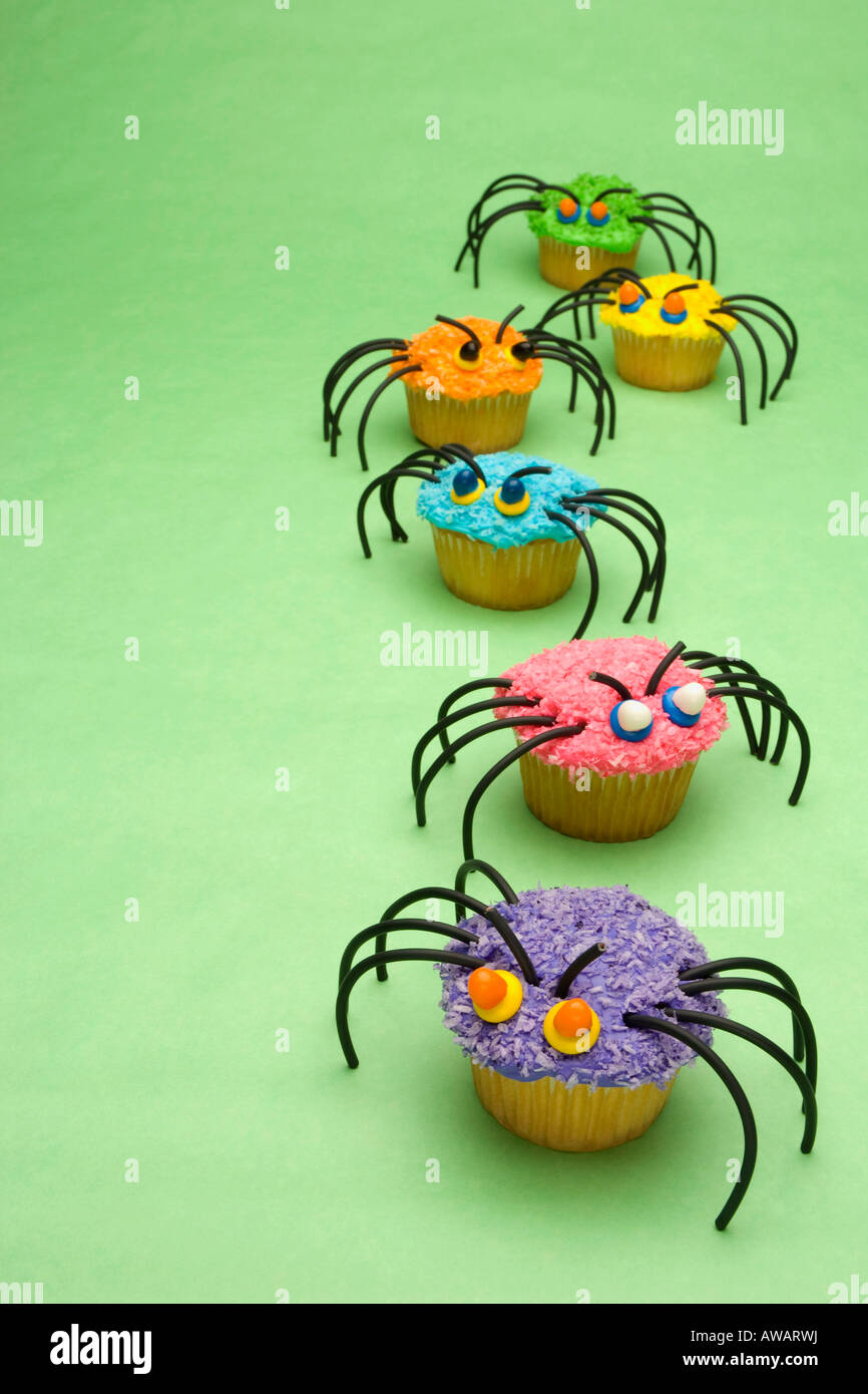 Spider cupcakes Stock Photo