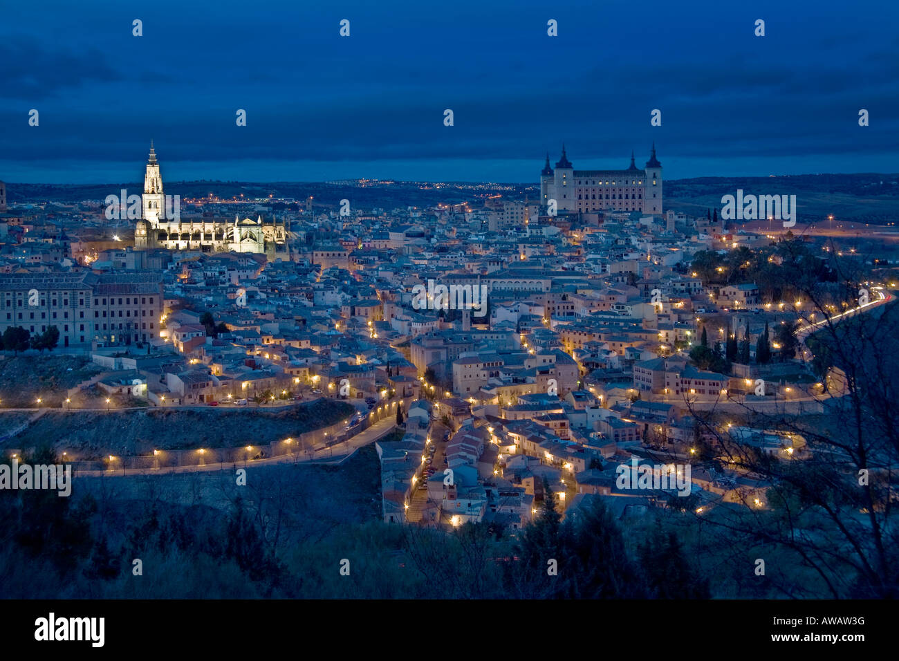 Evening scene of Toledo, Spain. Stock Photo