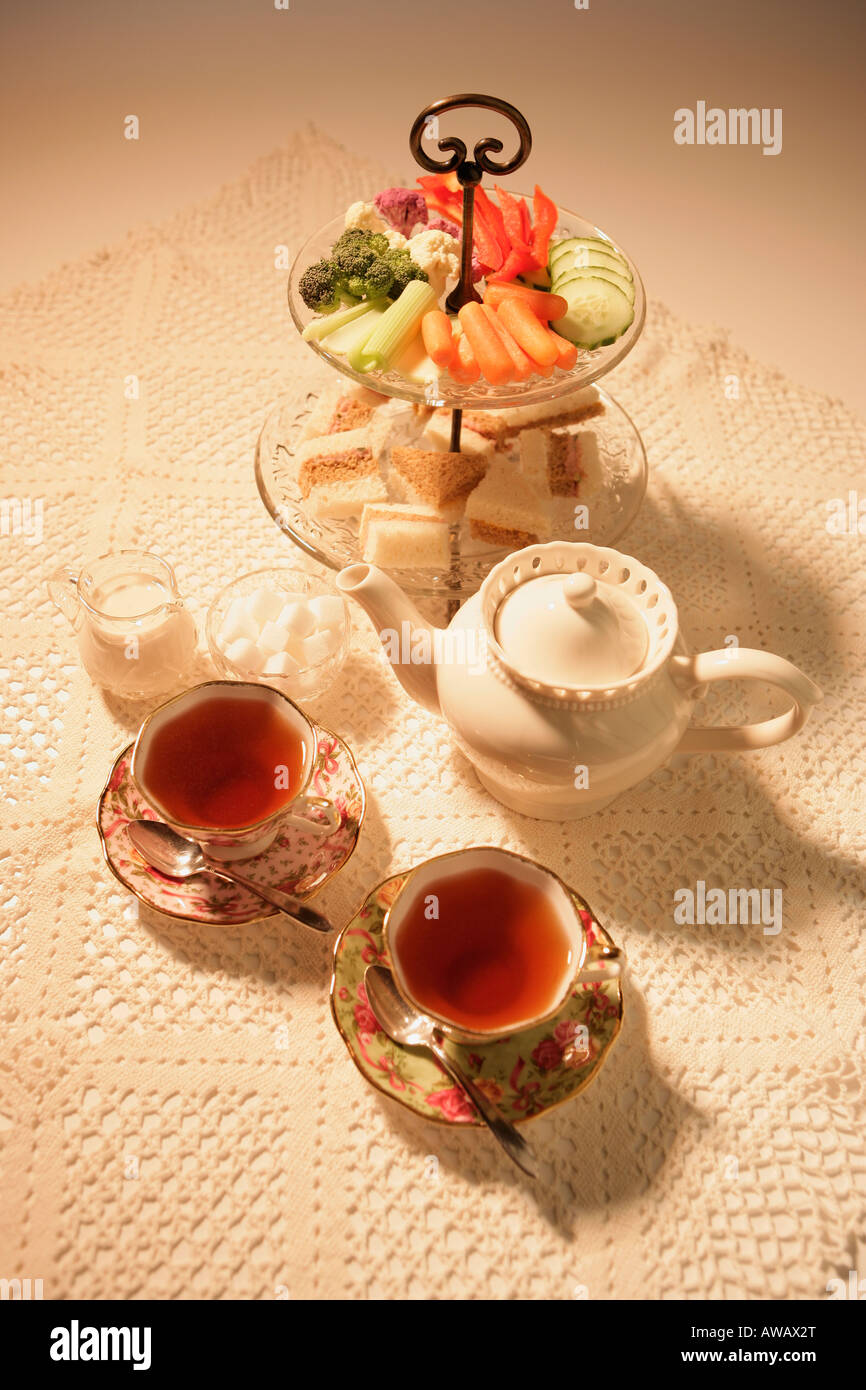 Tea and snacks Stock Photo