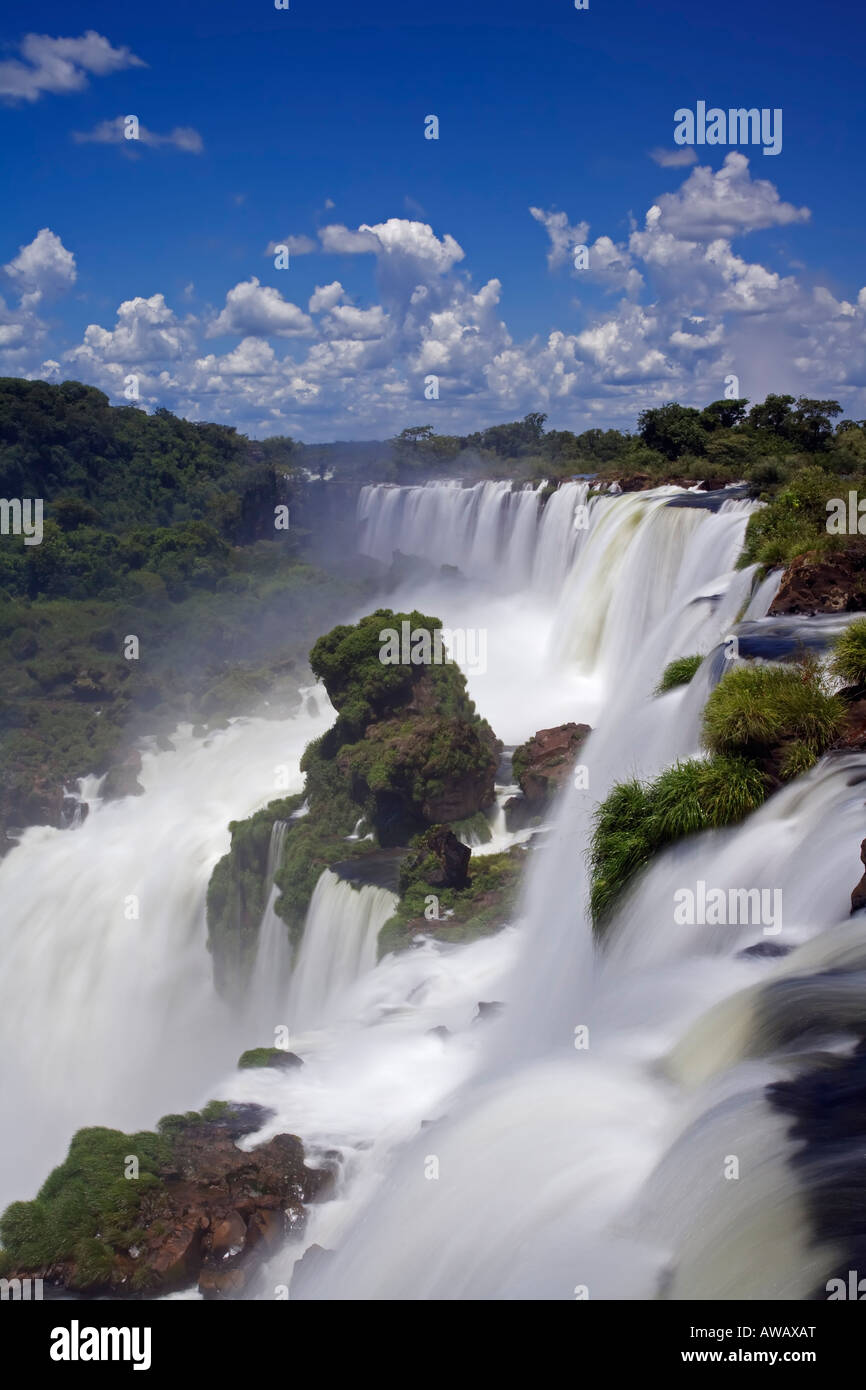 Iguassu Falls is the largest series of waterfalls on the planet located in Brazil Argentina and Paraguay Stock Photo