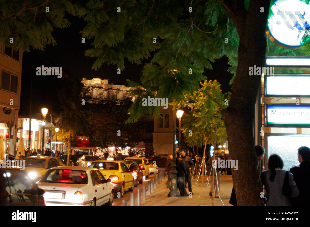 greece attica athens athinas street at night Stock Photo - Alamy