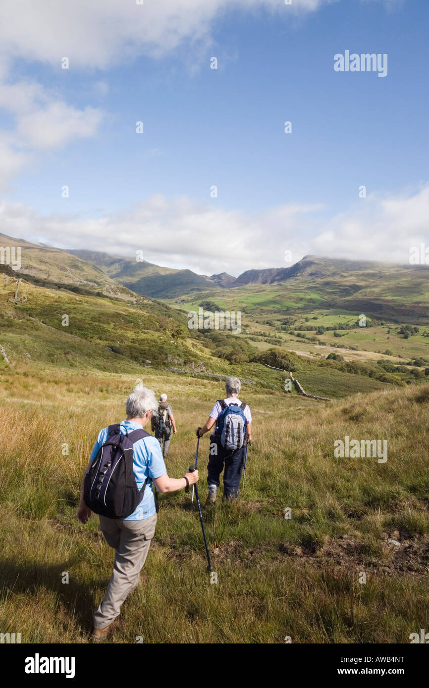 Llanfihangel Gwynedd North Wales UK People walking in Cwm Pennant