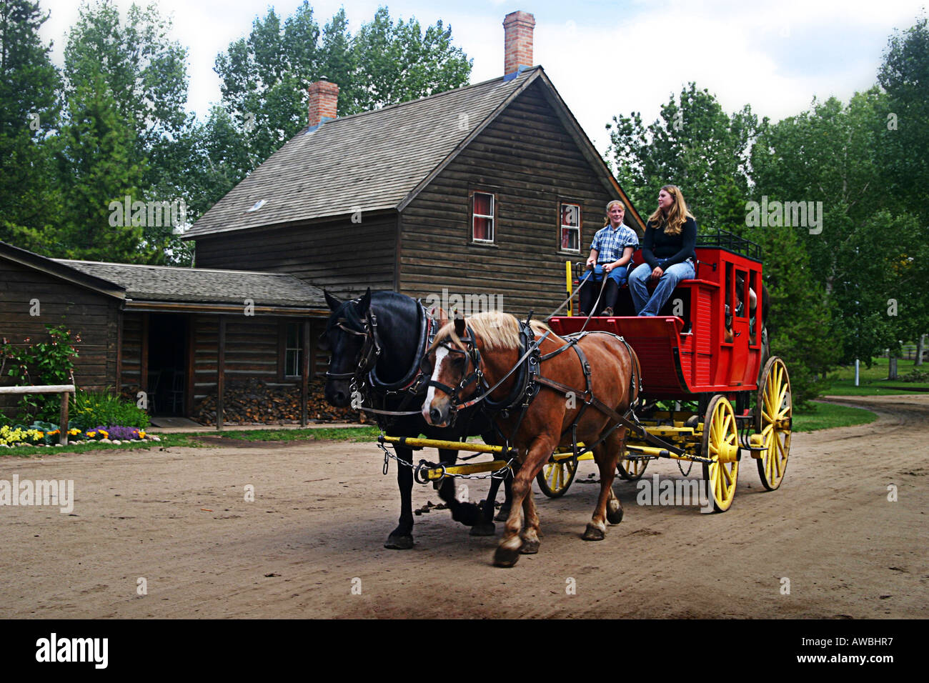 Fort Edmonton Historic Site Horse Carriage Canada Stock Photo Alamy