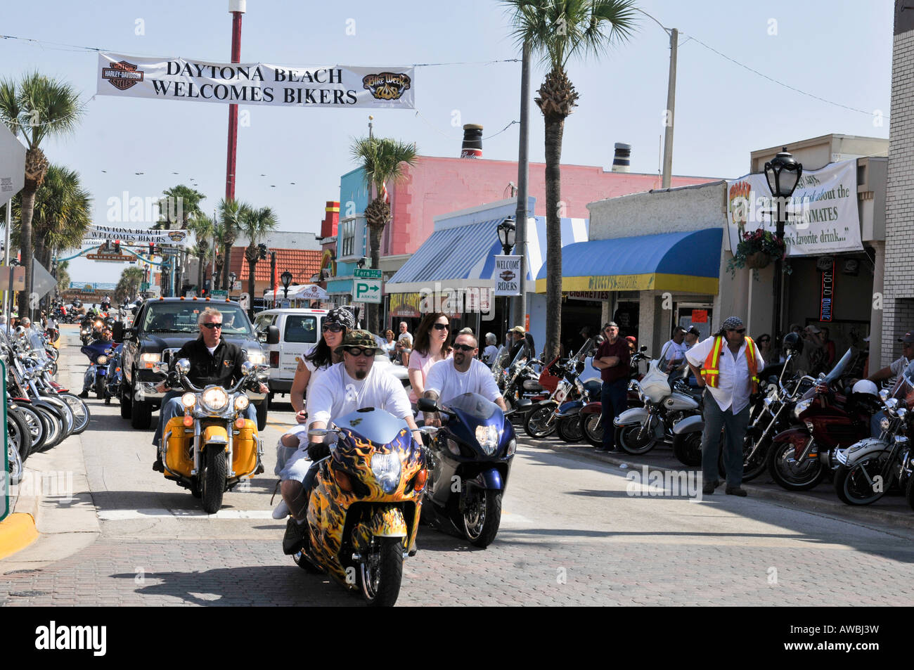 Bike week at Daytona Beach, United States of America.  An annual gathering of motocyclists Stock Photo