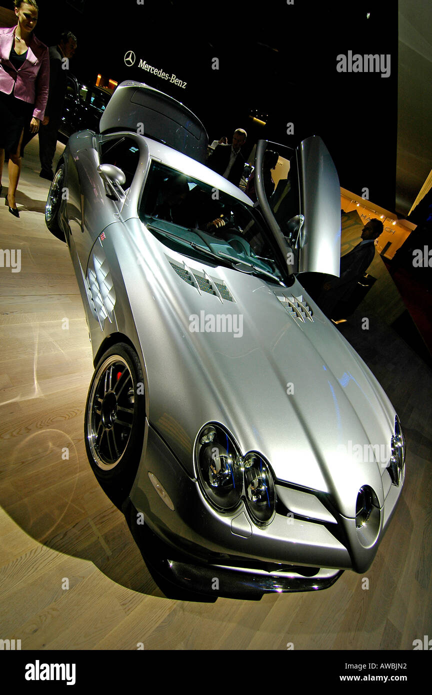 A new sleek car exhibited at the 2006 Paris World Car Exhibition Stock Photo