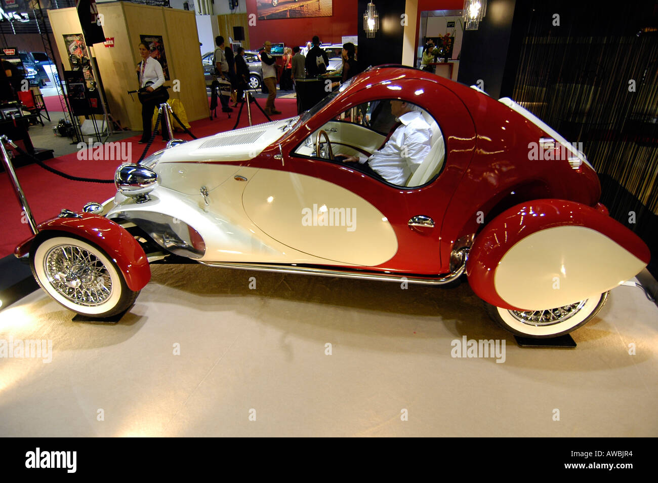 A new car including some retro designing exhibited at the Paris World Car Exhibition Stock Photo