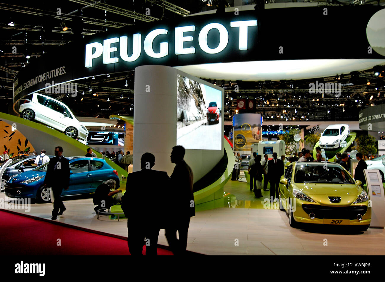 Overview of the Peugeot stand at the 2006 Paris World Car Exhibition Stock Photo