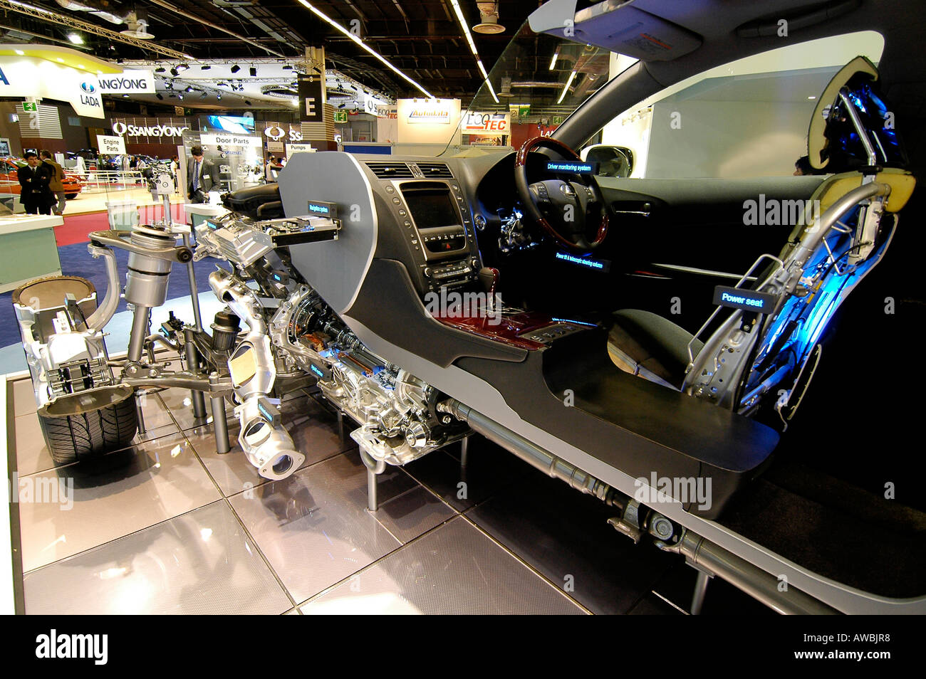 Internal skeleton of a car exhibited at the Paris World Car exhibition Stock Photo