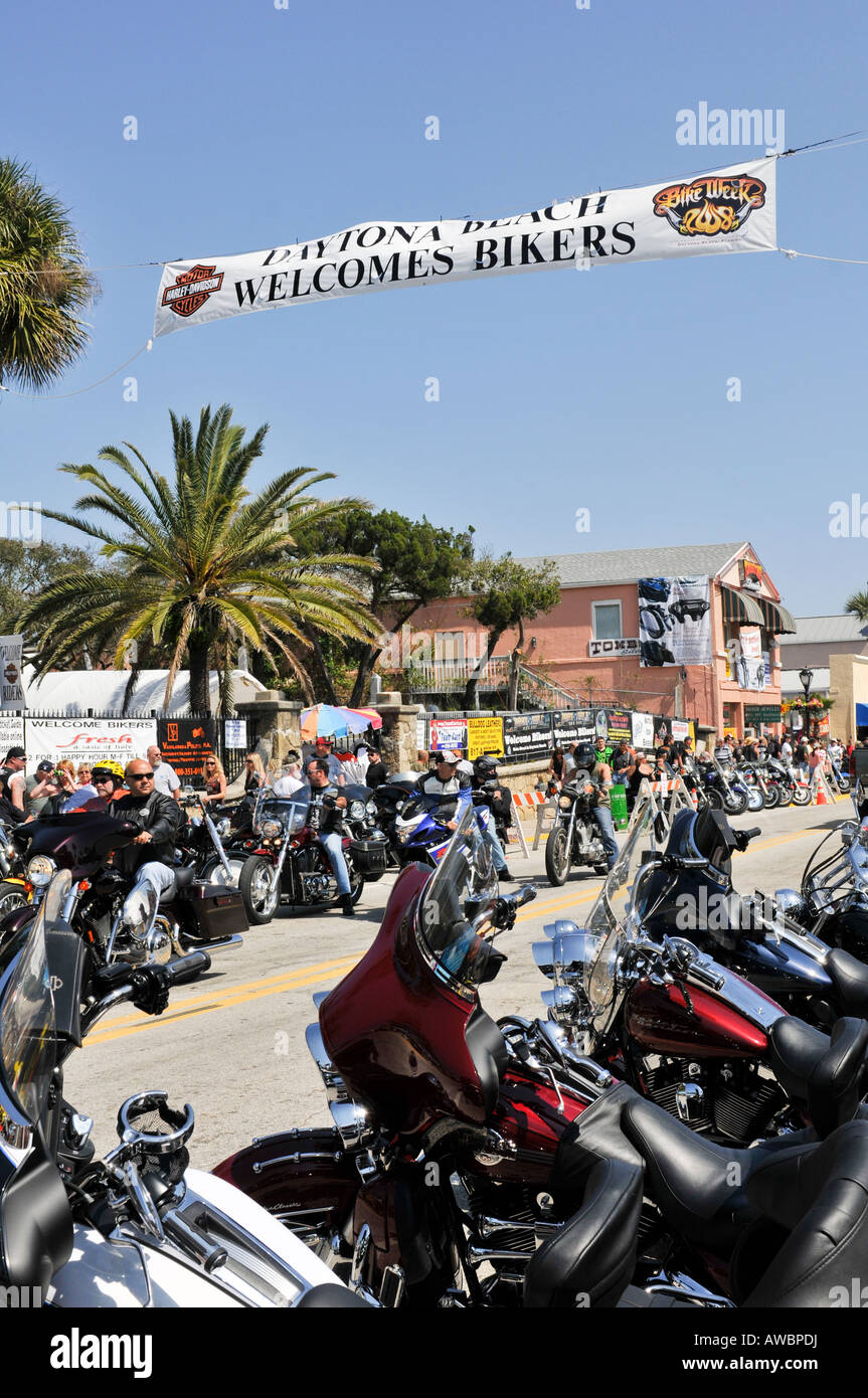Bike week at Daytona Beach, United States of America.  An annual gathering of motocyclists Stock Photo