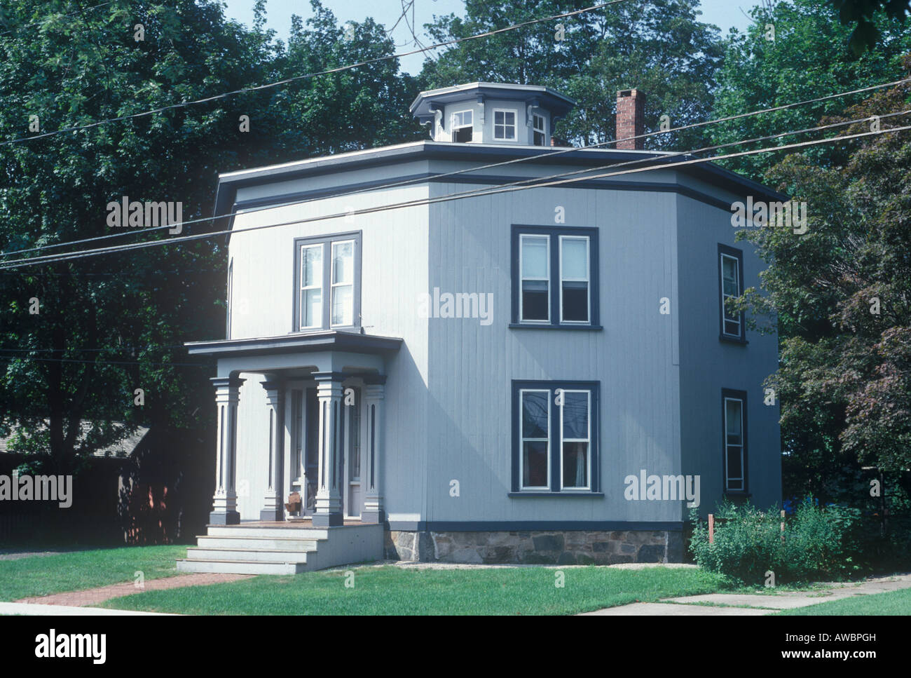 Timber frame octagonal house in Guilford Connecticut, mid 19th century, built according to