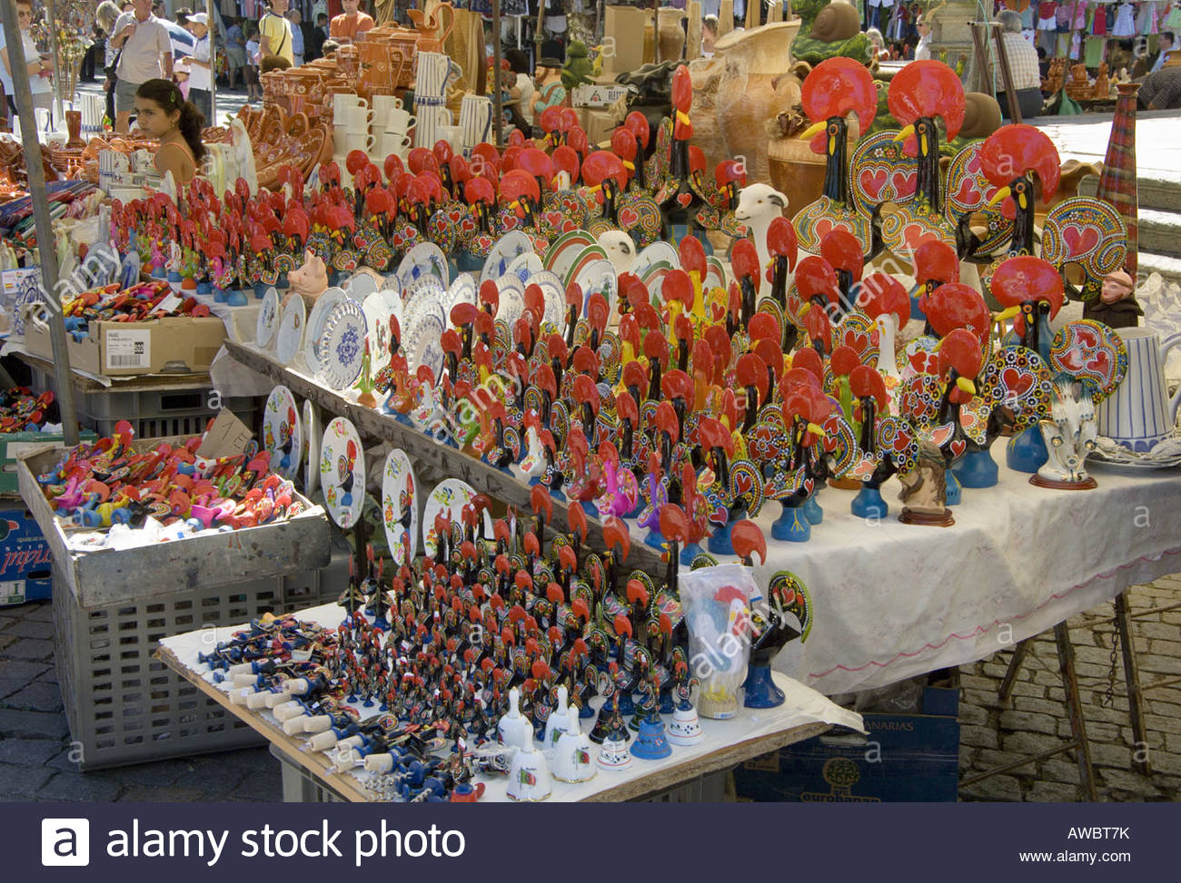 Portugal the Costa Verde Minho district Barcelos A stall on market