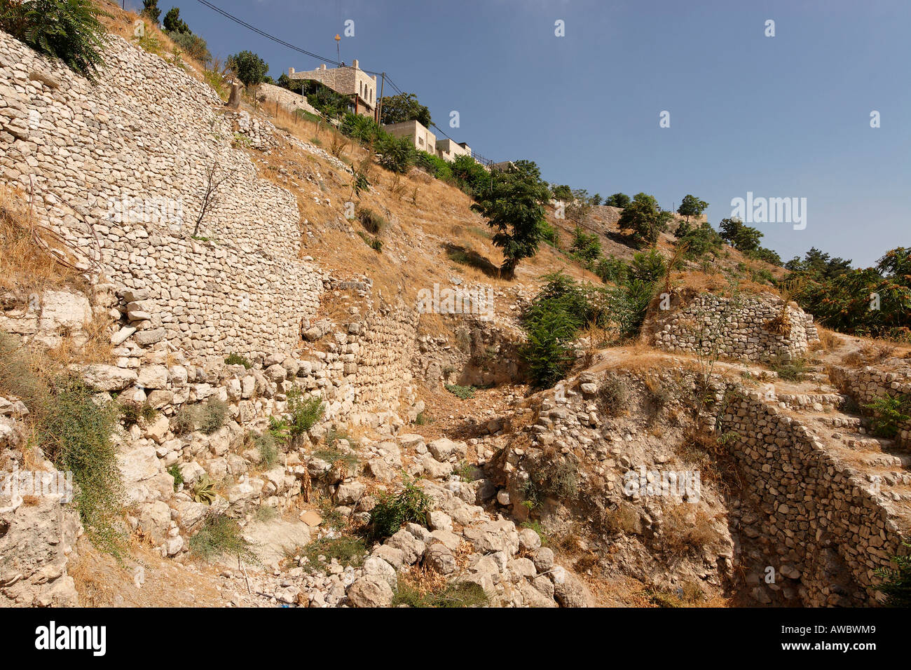 Jerusalem Israel The City of David stepped stone retaining walls in the