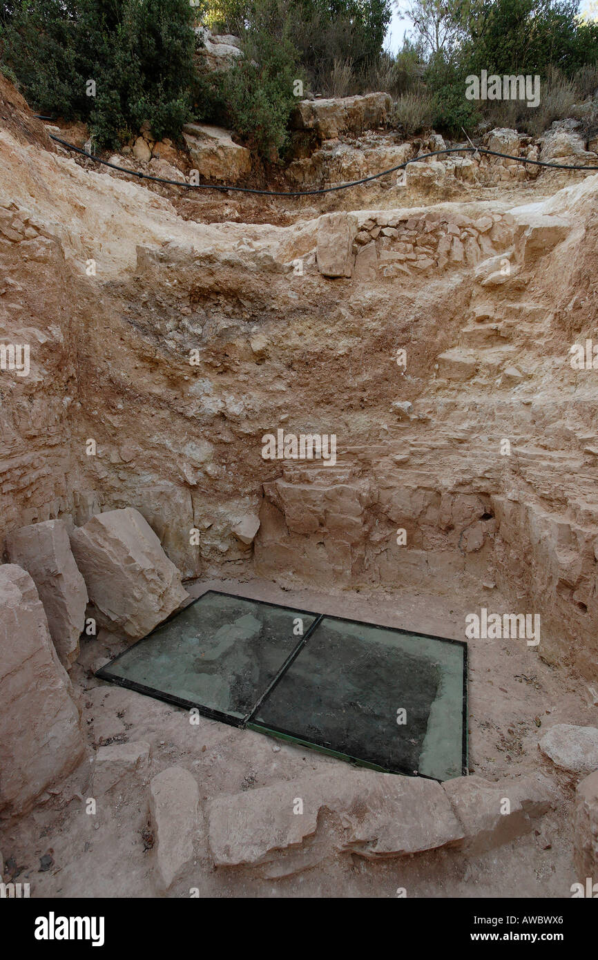 The Judean mountains Israel A rock hewn water system dating back to the time of King Hezekiah Stock Photo
