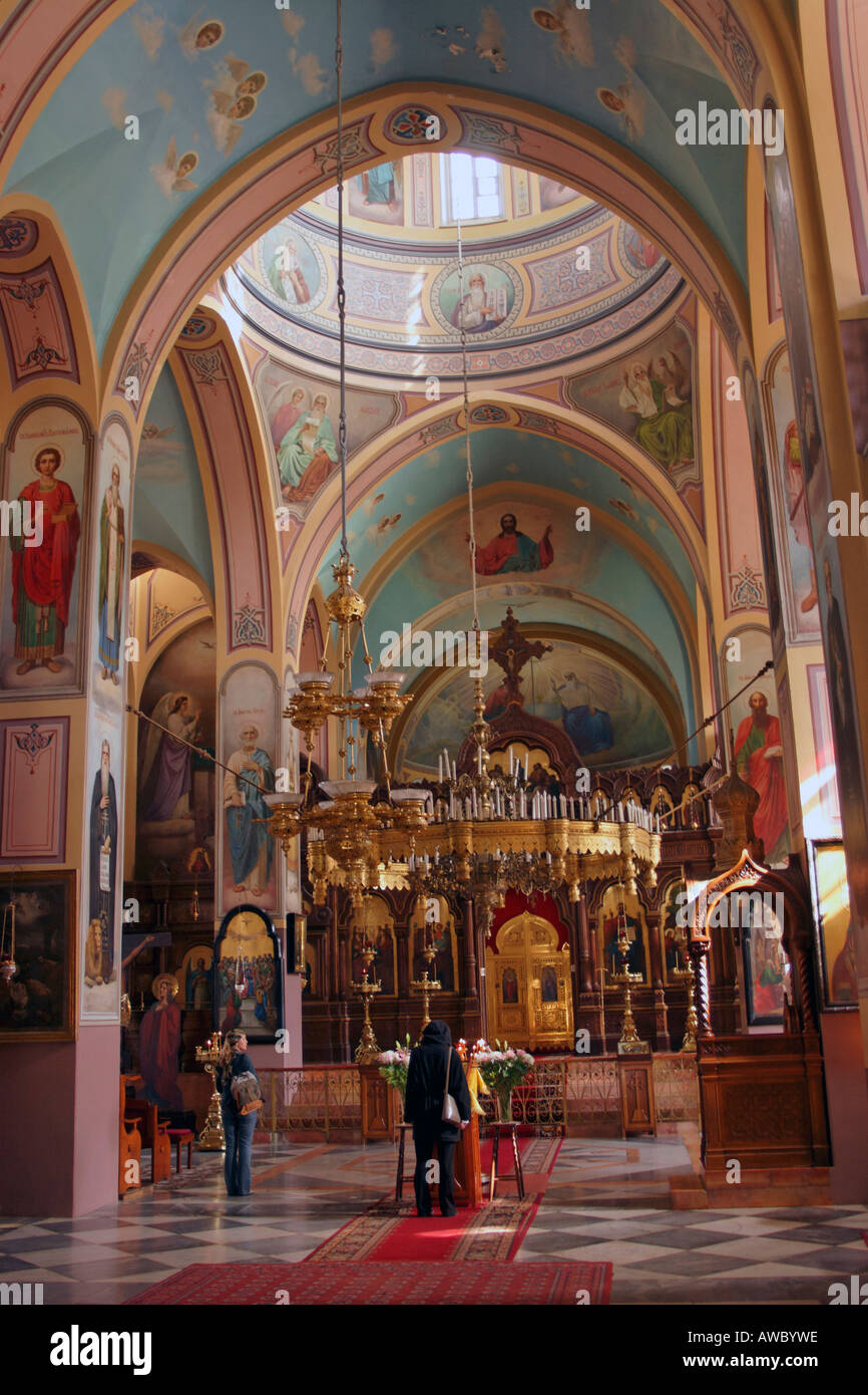 Israel Jerusalem The Cathedral of the Holy Trinity in the Russian Compound interior Stock Photo