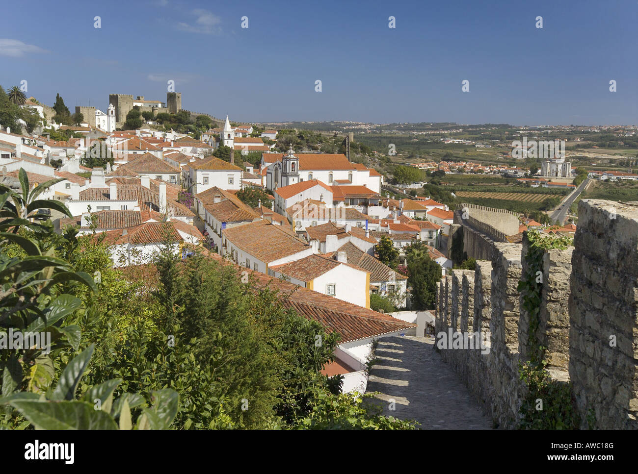 Portugal, the Costa da Prata, Estremadura, Obidos, Medieval Walled Town Stock Photo