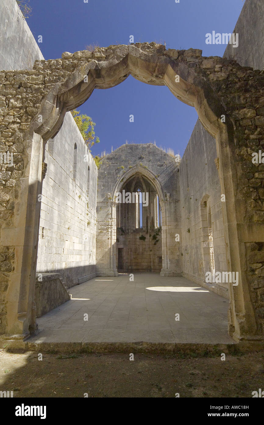 Portugal, the Costa Da Prata, Leiria, Ruins Of Church within the Castle Stock Photo