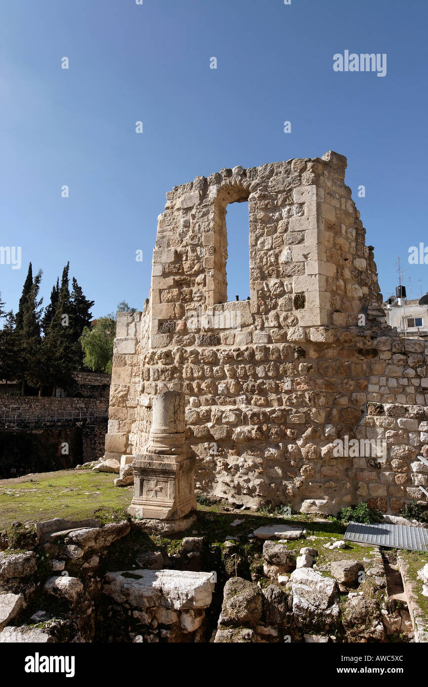 Israel Jerusalem The Pool of Bethesda the ruins of the Byzantine church Stock Photo
