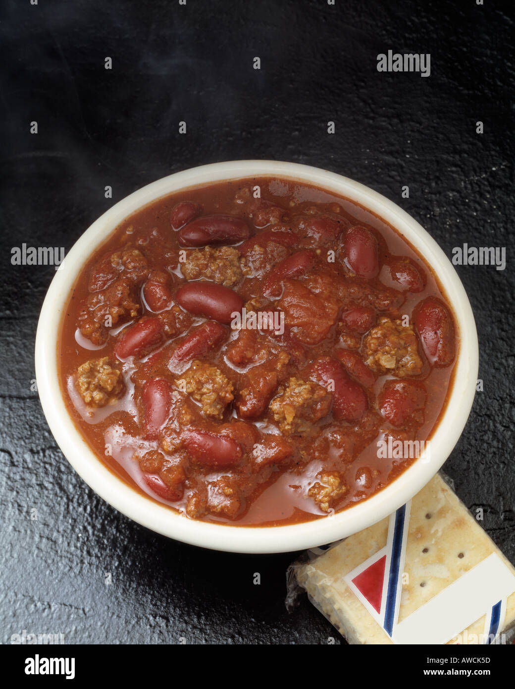 bowl chili con carne meat beans cracker Cuisine Bon Appetit Menu copy