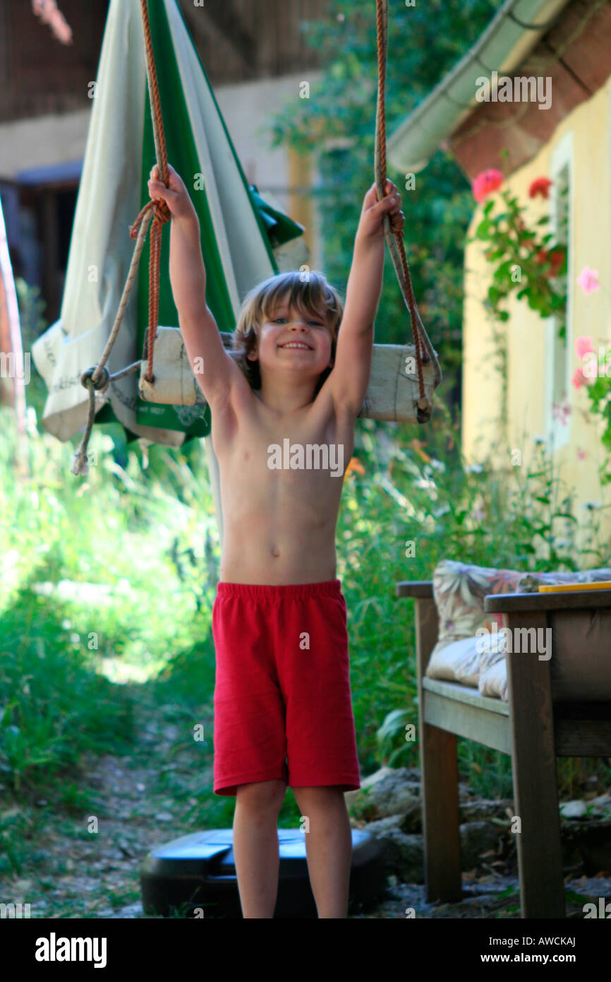 Five-year-old girl, summer fun Stock Photo