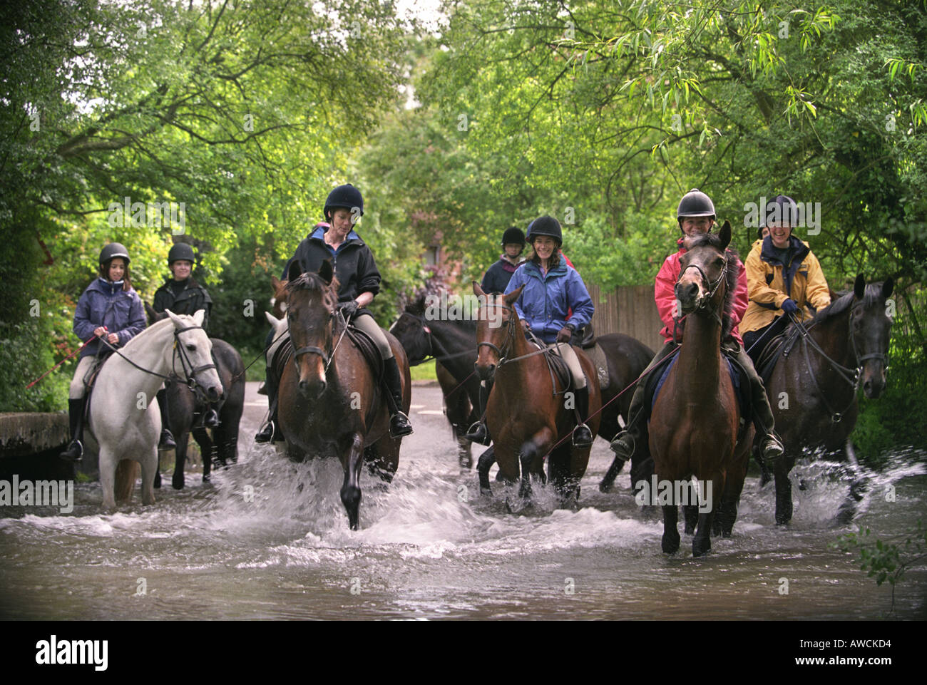 HORSE RIDERS FROM STOCKBRIDGE RIDING SCHOOL ENJOY AN OUTING ON BRIDLE