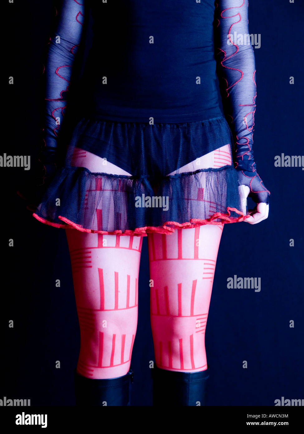 Woman's legs, miniskirt, Goth style Stock Photo
