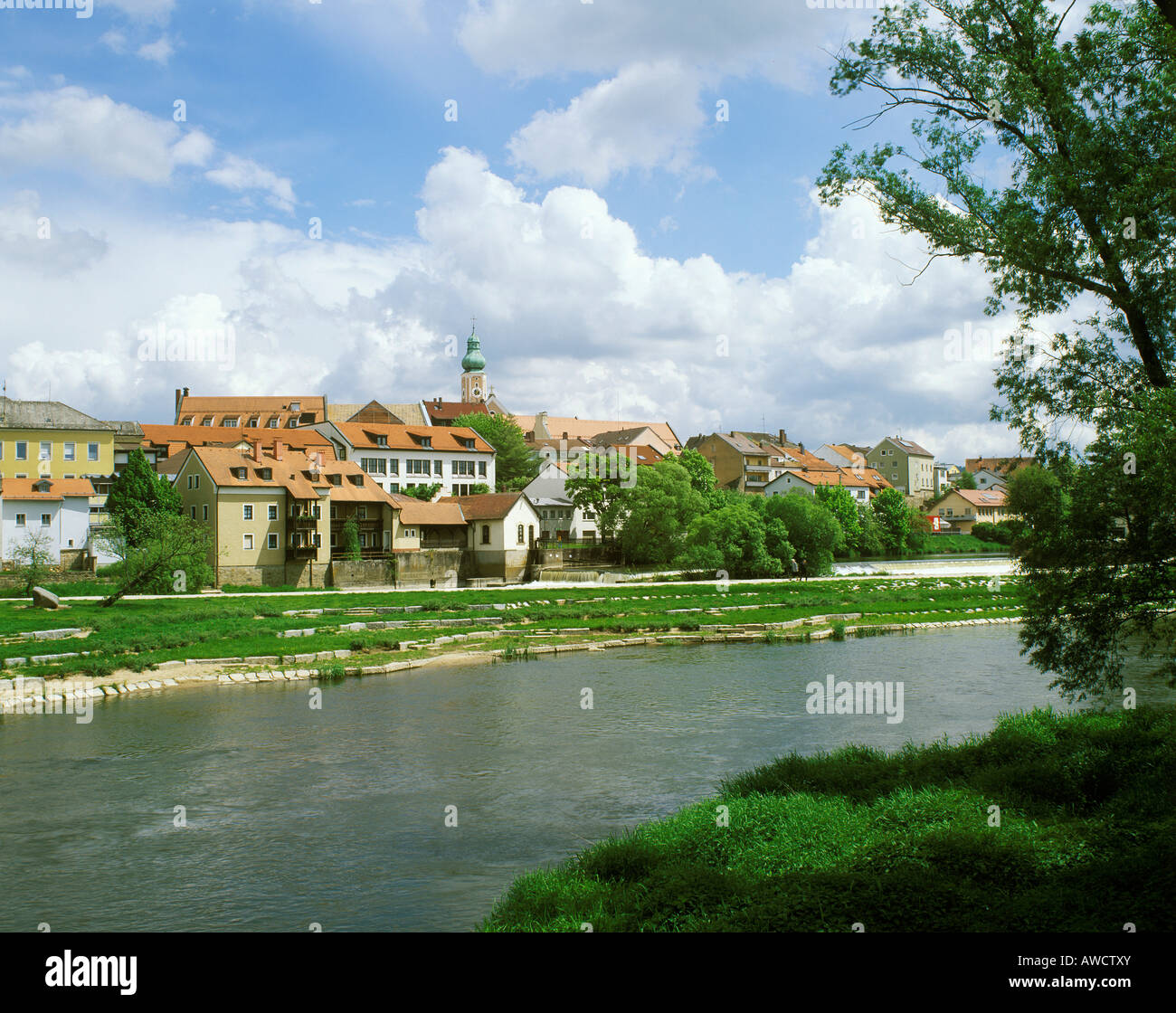 Cham Upper Palatinate Bavaria Germany the river Regen in front of the