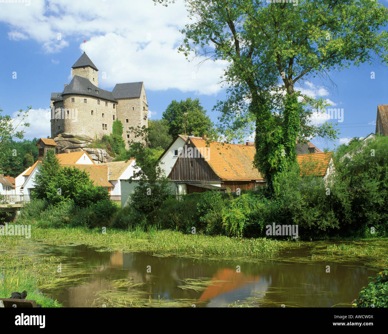 Falkenberg castle above the river Waldnaab Upper Palatinate Bavaria Germany Stock Photo