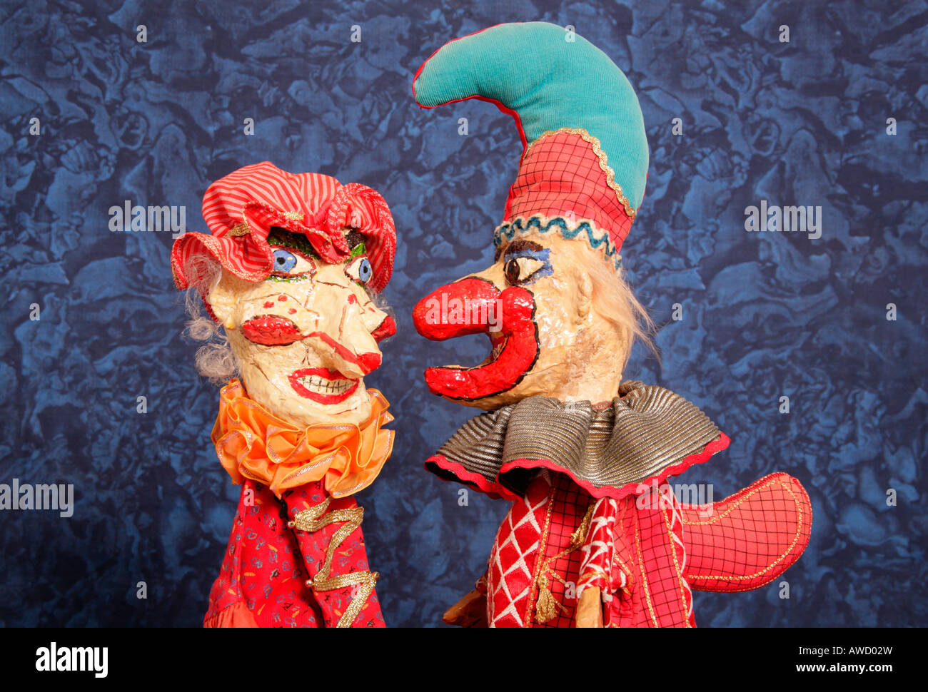 Traditional Punch and Judy puppets in action during Punch and Judy
