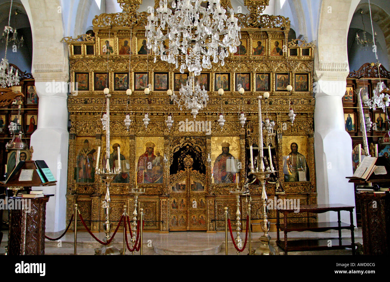 Iconostasis, Timiou Stavrou Church, Omodos, Cyprus, Europe Stock Photo