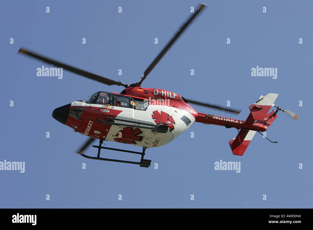 Flying ambulance, rescue helicopter, Christoph 53, Deutsche Rettungsflugwacht, Germany Stock Photo