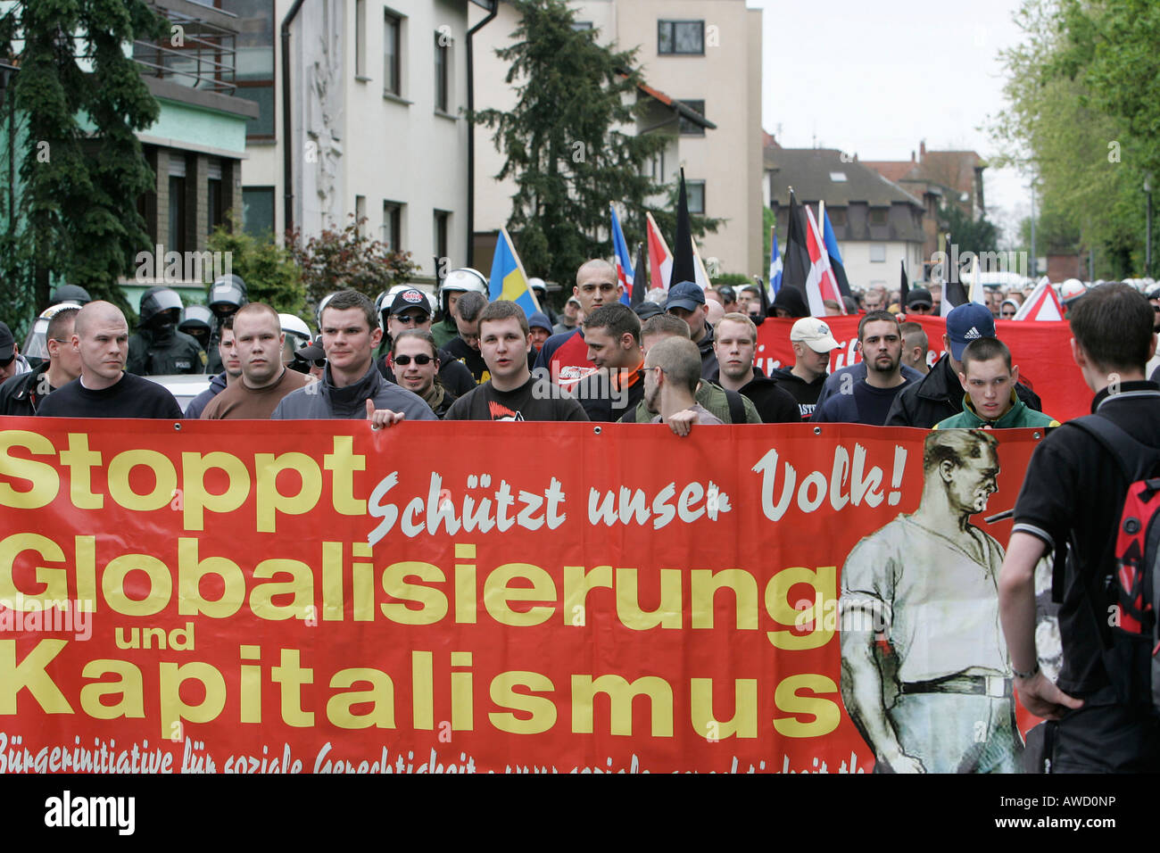 Neo-Nazi demonstration, Weinheim, Ladenburg, Baden-Wuerttemberg, Germany Stock Photo