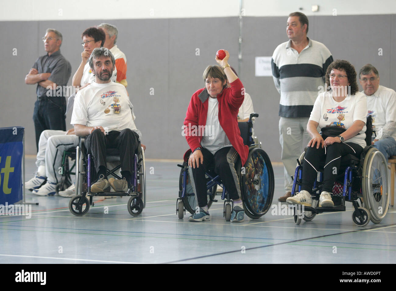 Handicapped Boccia players Stock Photo