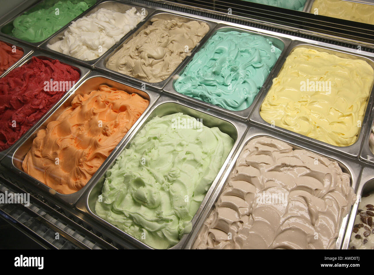 Ice cream selection at an ice cream parlour Stock Photo Alamy