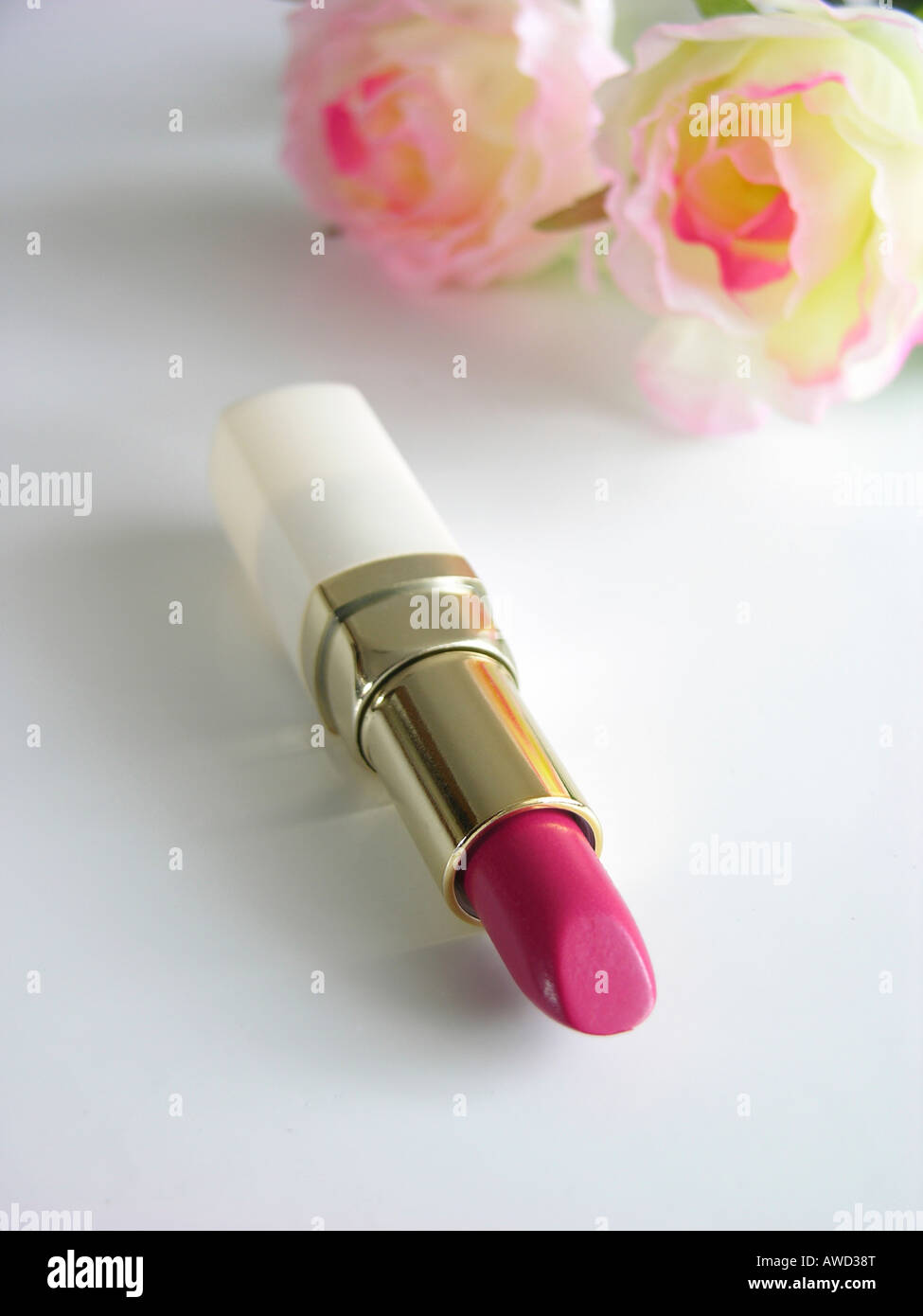 Lipstick with rose Stock Photo Alamy