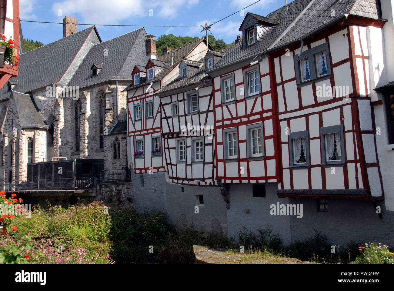 Town of Monreal, winner of the 'Unser Dorf hat Zukunft' (Our Town Has a Future) national contest in 2004, Monreal, Rhineland-Pa Stock Photo