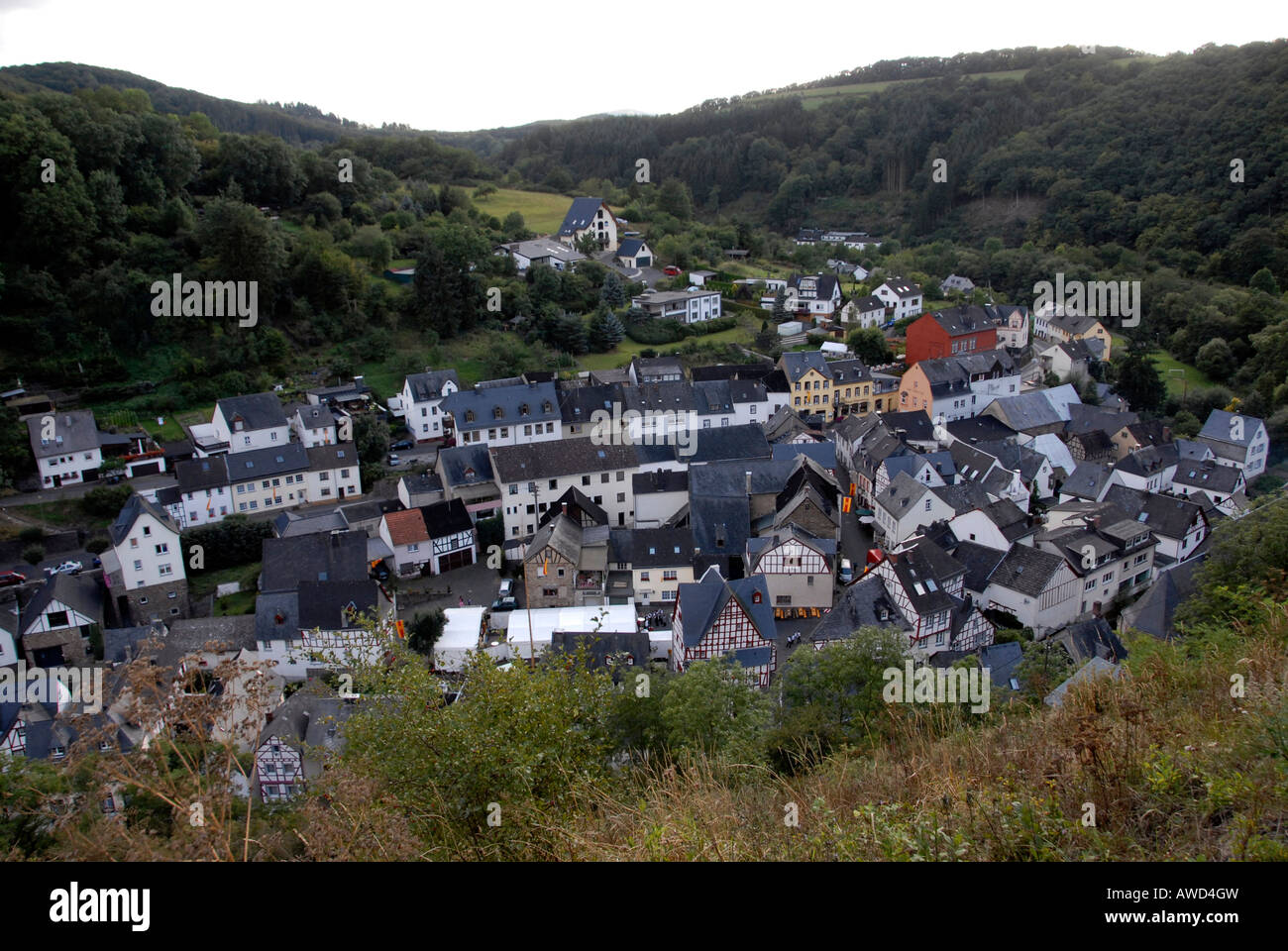 Town of Monreal, winner of the 'Unser Dorf hat Zukunft' (Our Town Has a Future) national contest in 2004, Monreal, Rhineland-Pa Stock Photo