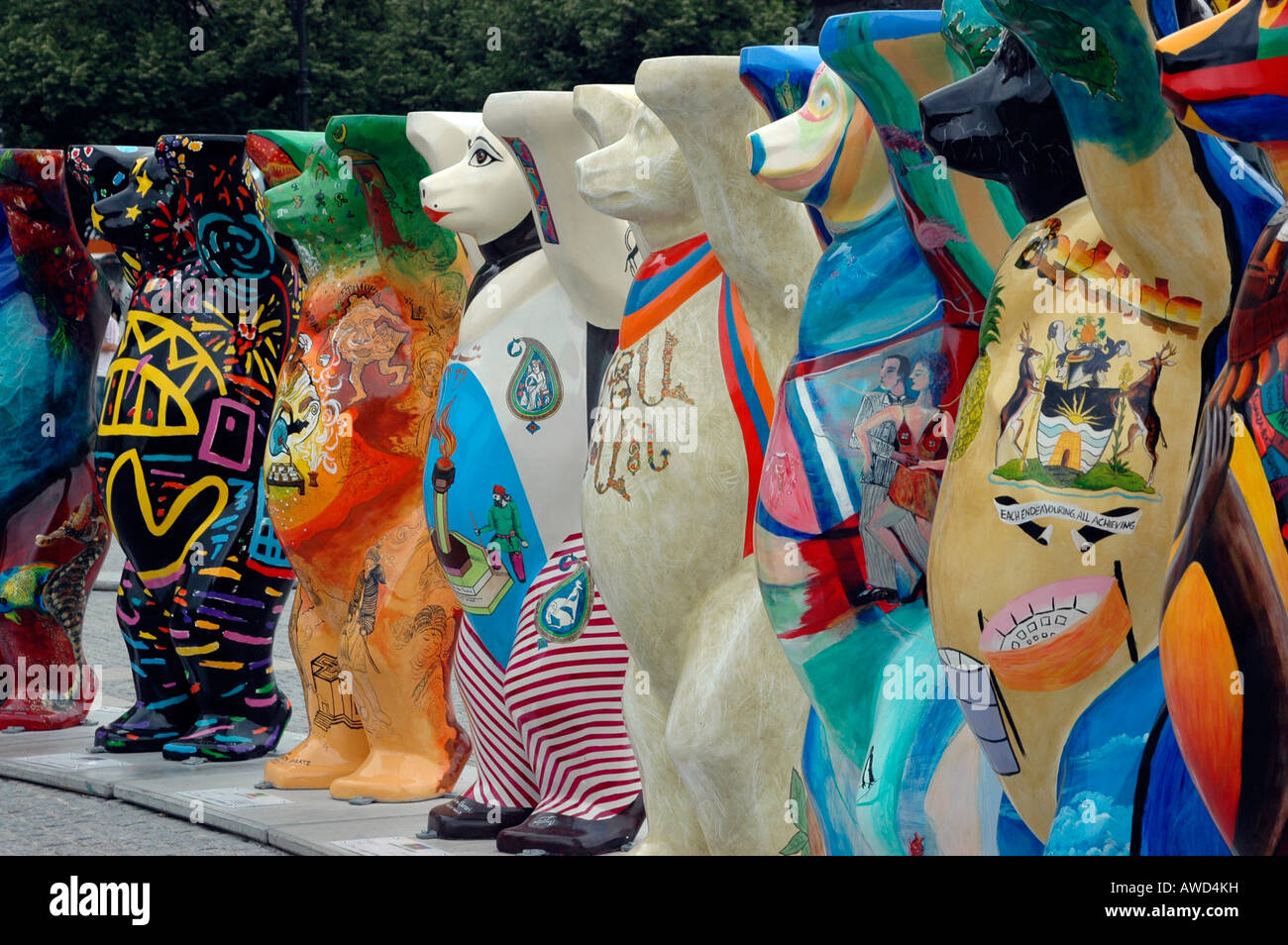 Colourful bear sculptures in Berlin, Germany, Europe Stock Photo Alamy