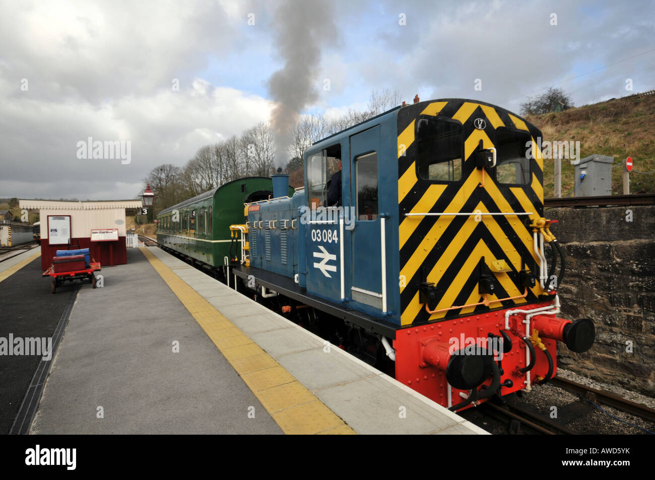 diesel train at Ecclesbourne valley railway in Wirksworth Peak District ...